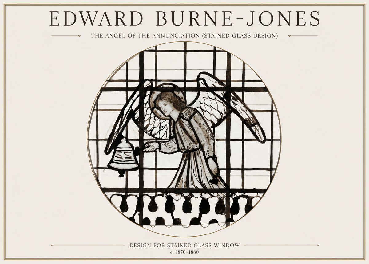 Edward Burne-Jones The Angel of the Annunciation (Stained Glass Design) No1 - Juliste