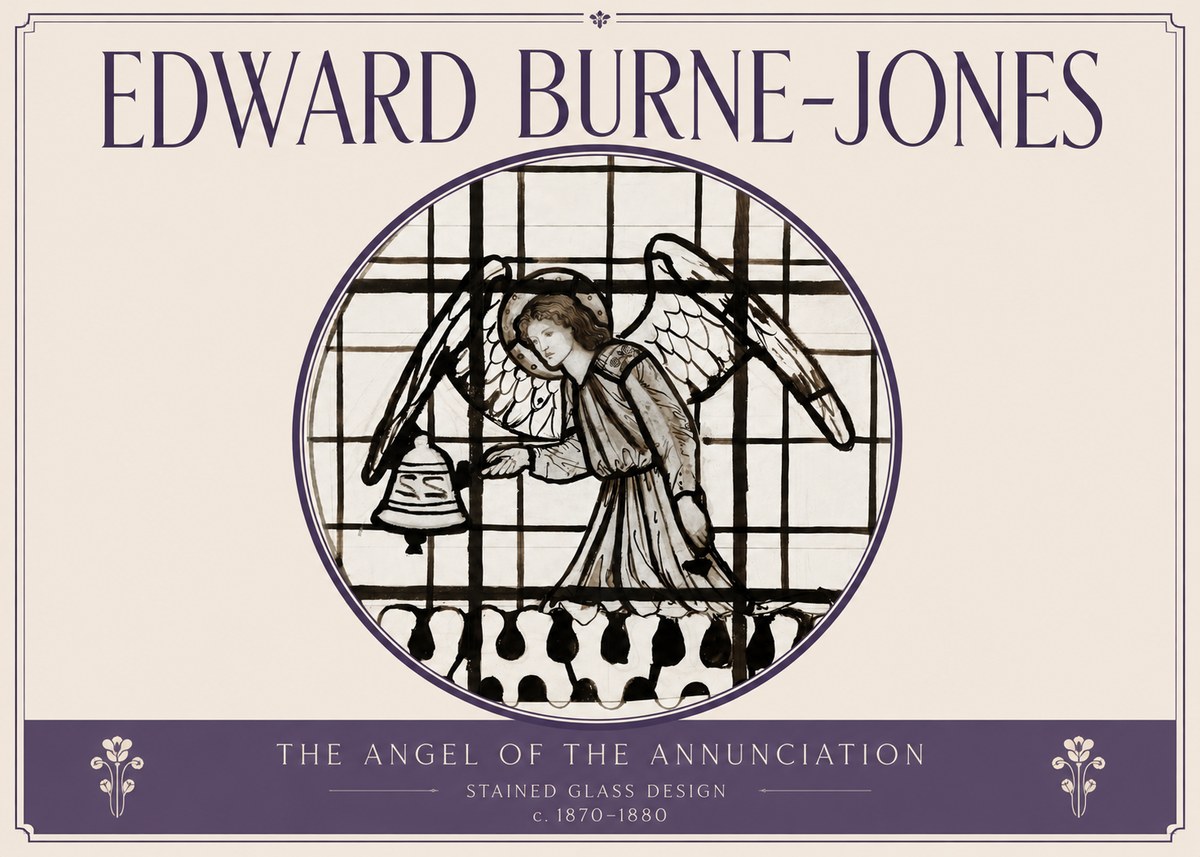Edward Burne-Jones The Angel of the Annunciation (Stained Glass Design) No3 - Juliste
