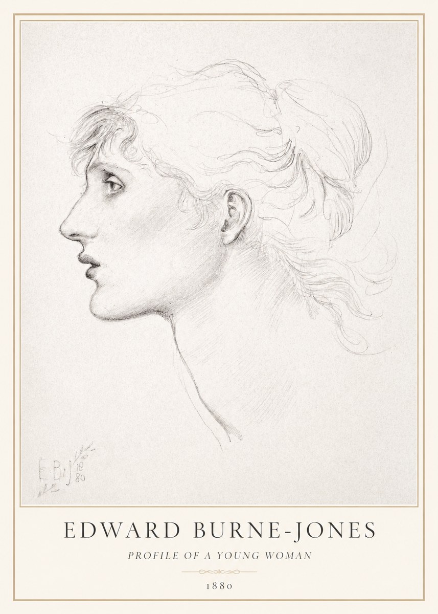 Edward Burne-Jones Profile of a Young Woman No1 - Juliste