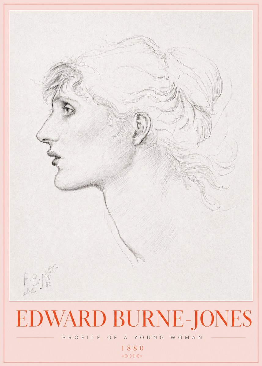 Edward Burne-Jones Profile of a Young Woman No3 - Juliste