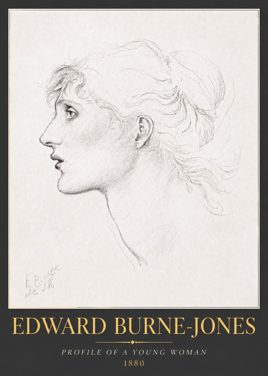 Edward Burne-Jones Profile of a Young Woman No5 - Juliste