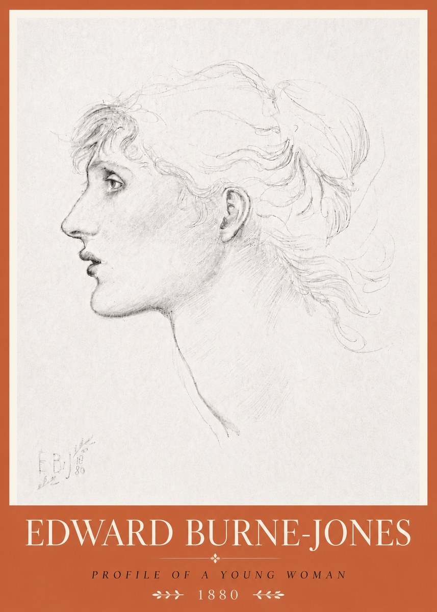 Edward Burne-Jones Profile of a Young Woman No6 - Juliste
