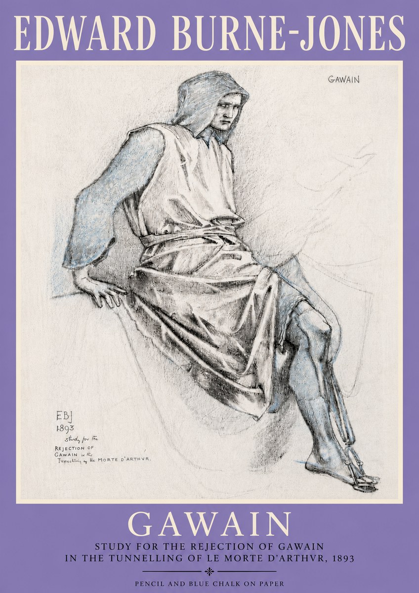 Edward Burne-Jones Gawain - Study for the Rejection of Gawain in the Tunnelling of Le Morte D'arthur, 1893 No4 - Juliste