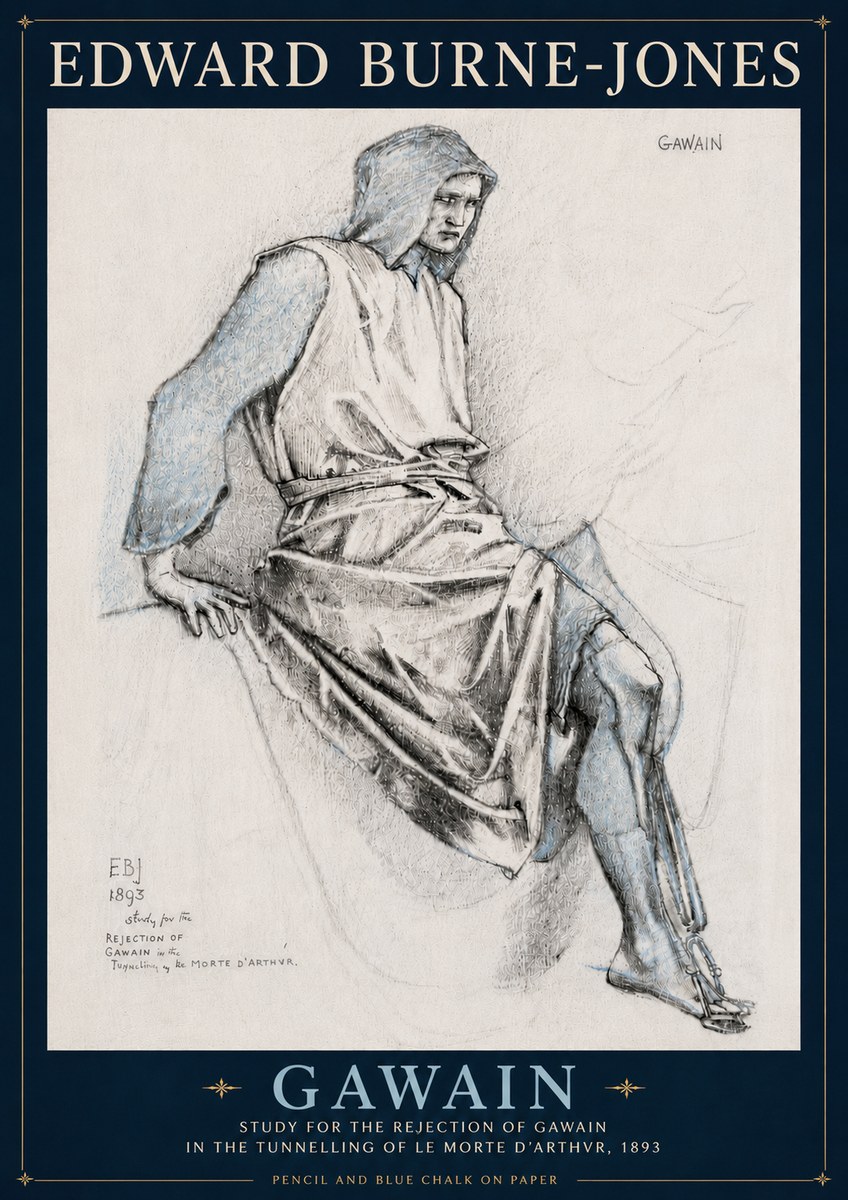 Edward Burne-Jones Gawain - Study for the Rejection of Gawain in the Tunnelling of Le Morte D'arthur, 1893 No6 - Juliste