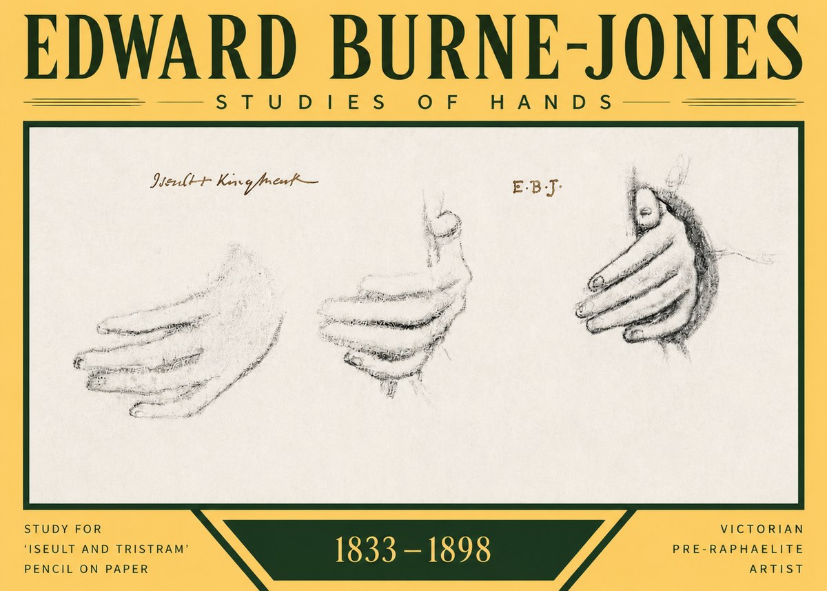 Edward Burne-Jones Study for 'Iseult and Tristram' No3 - Juliste