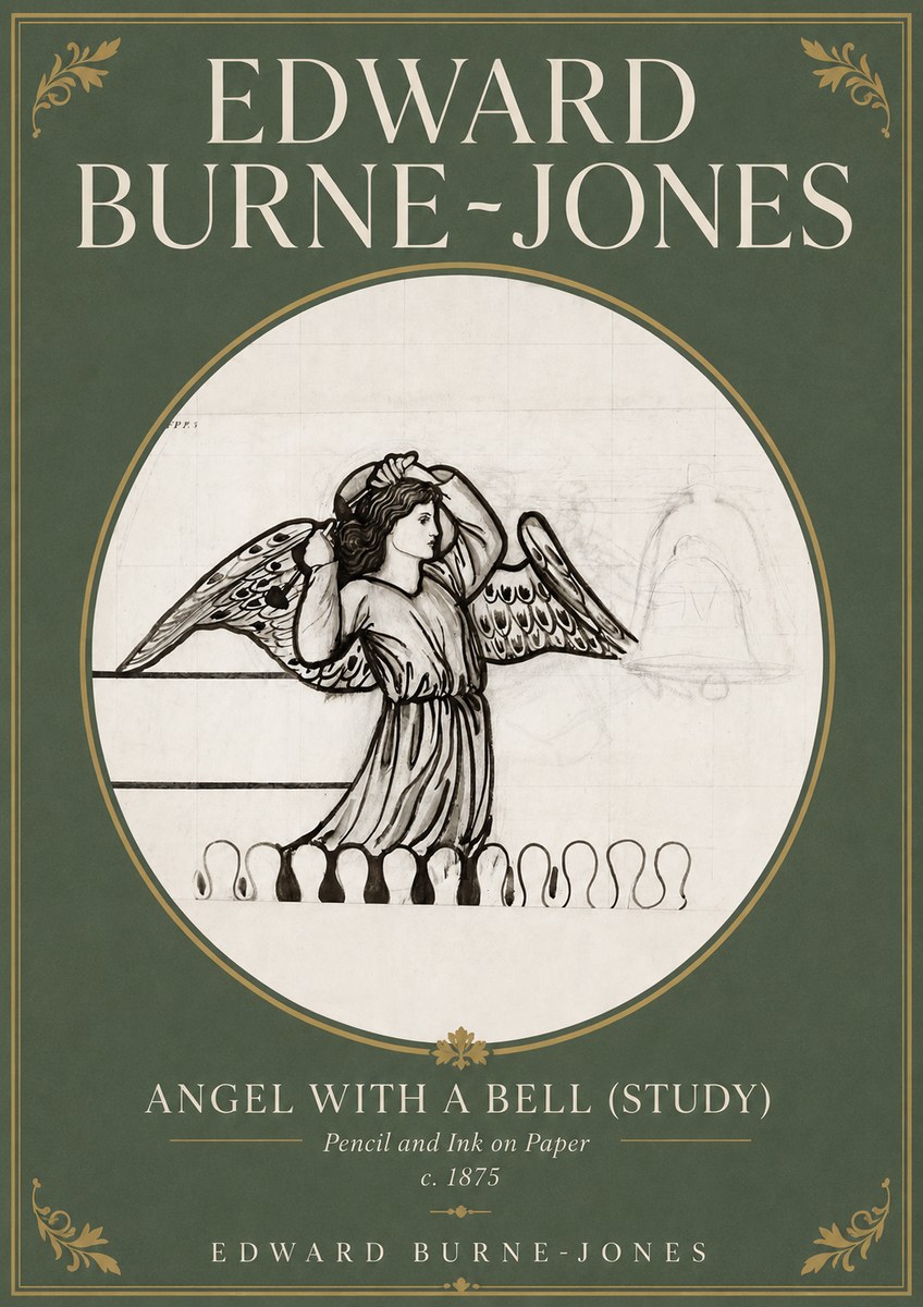 Edward Burne-Jones Angel with a Bell (Study) No4 - Juliste