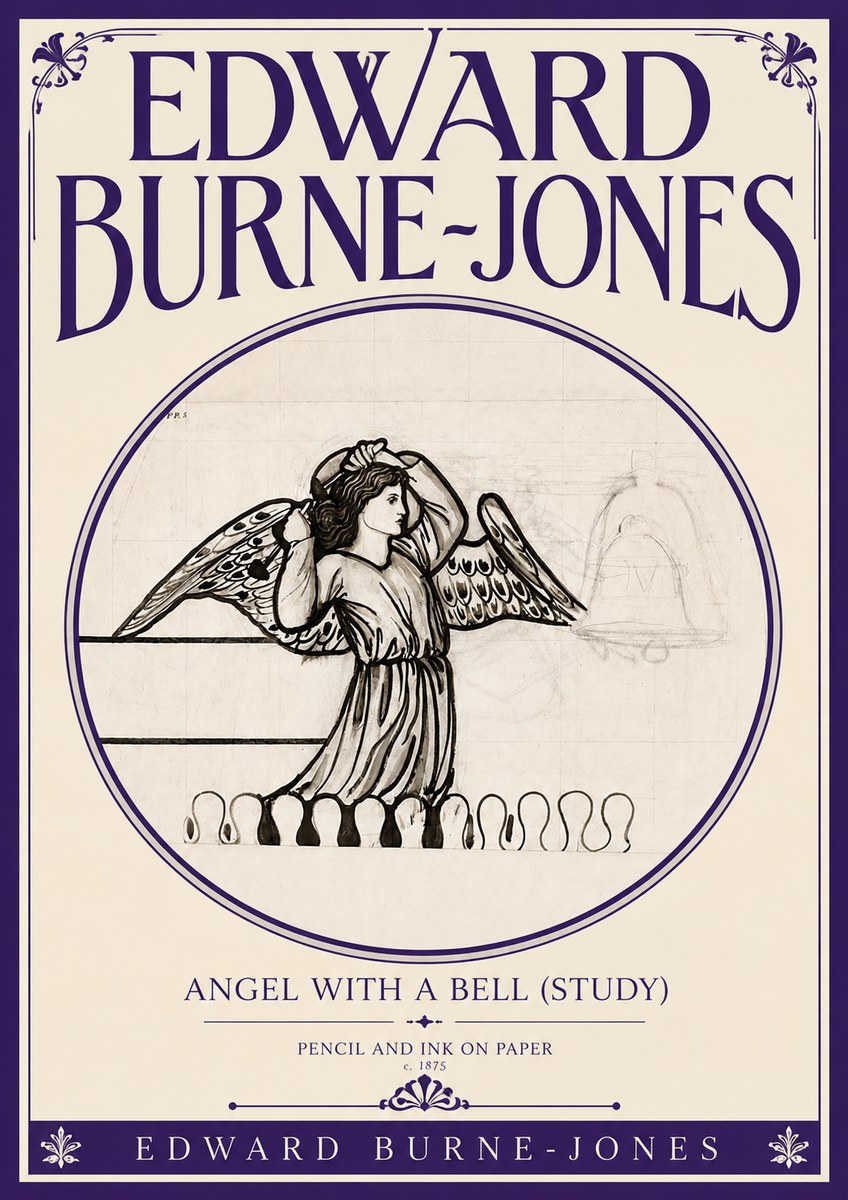 Edward Burne-Jones Angel with a Bell (Study) No6 - Juliste