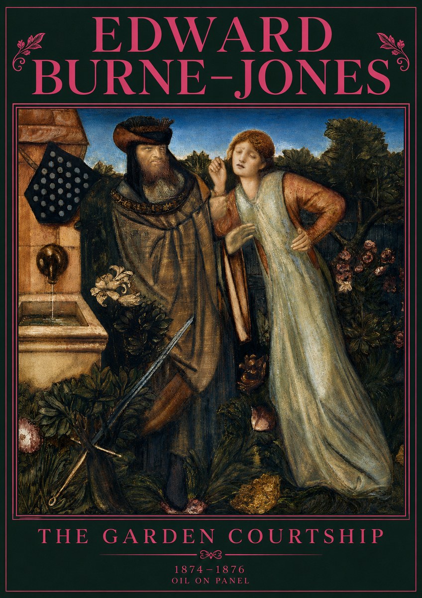 Edward Burne-Jones The Garden Courtship No4 - Juliste