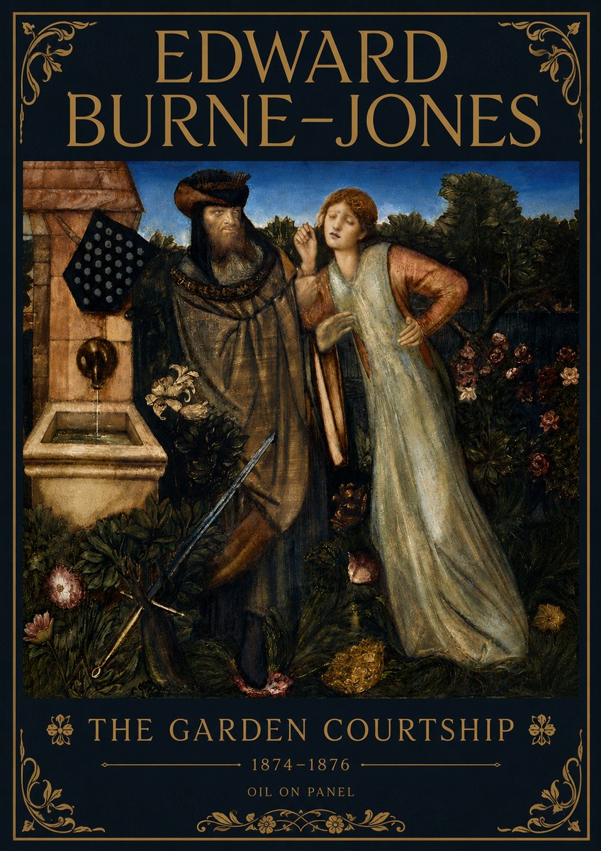 Edward Burne-Jones The Garden Courtship No6 - Juliste