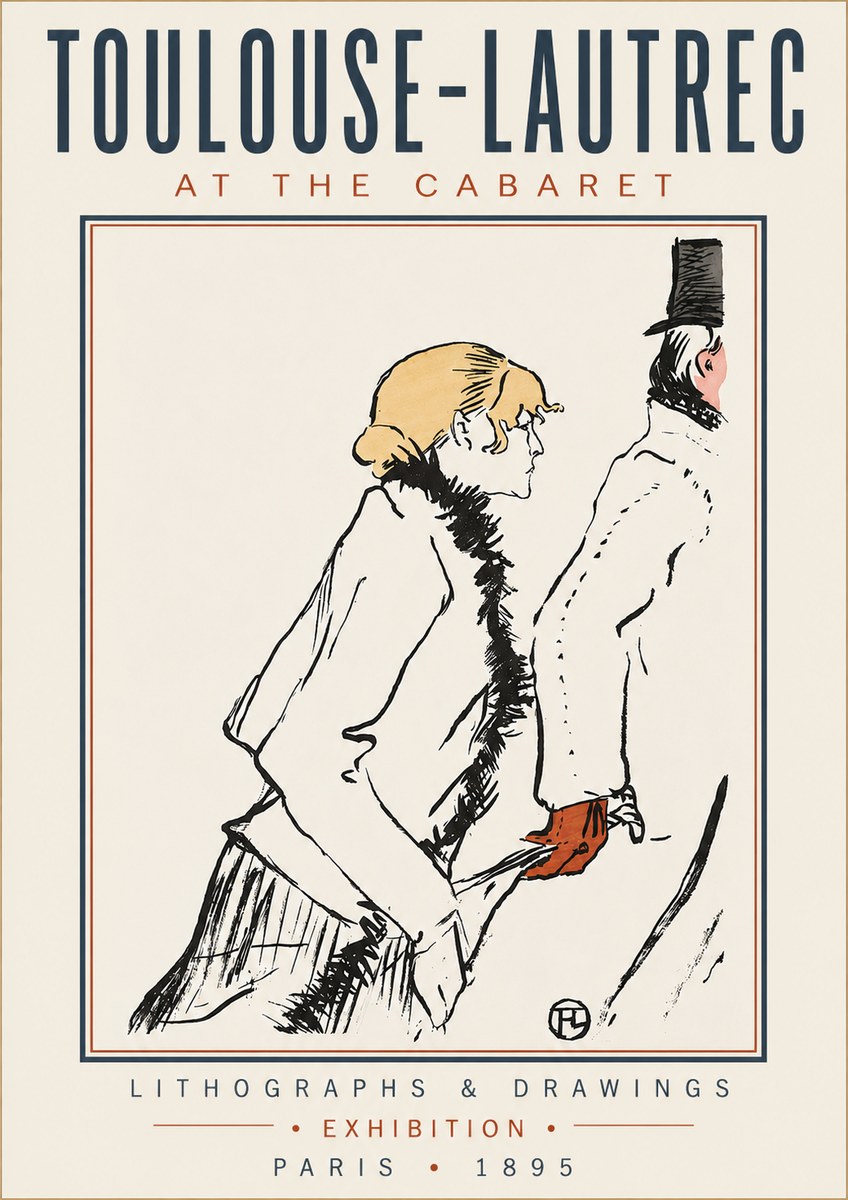 Toulouse-Lautrec At the Cabaret No3 - Juliste