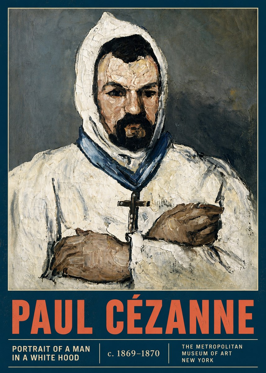 Paul Cézanne Portrait of a Man in a White Hood No4 - Juliste