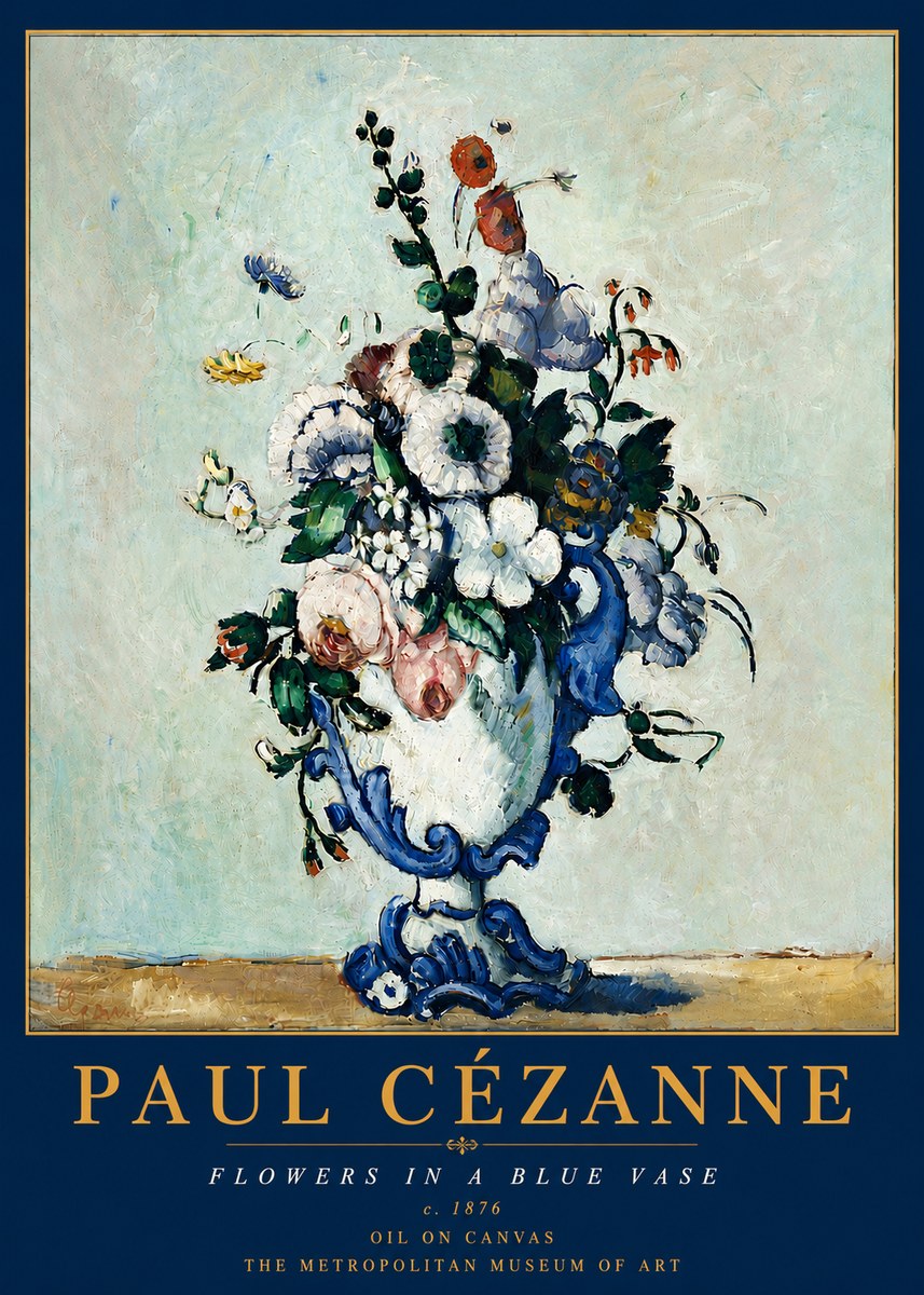 Paul Cézanne Flowers in a Blue Vase No6 - Juliste