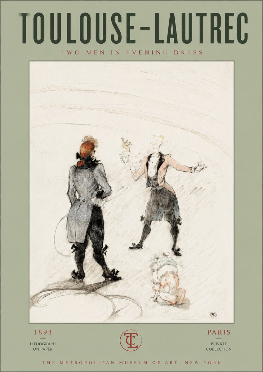 Toulouse-Lautrec Two Men in Evening Dress No2 - Juliste