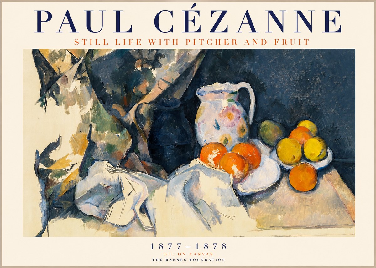 Paul Cézanne Still Life with Pitcher and Fruit No1 - Juliste