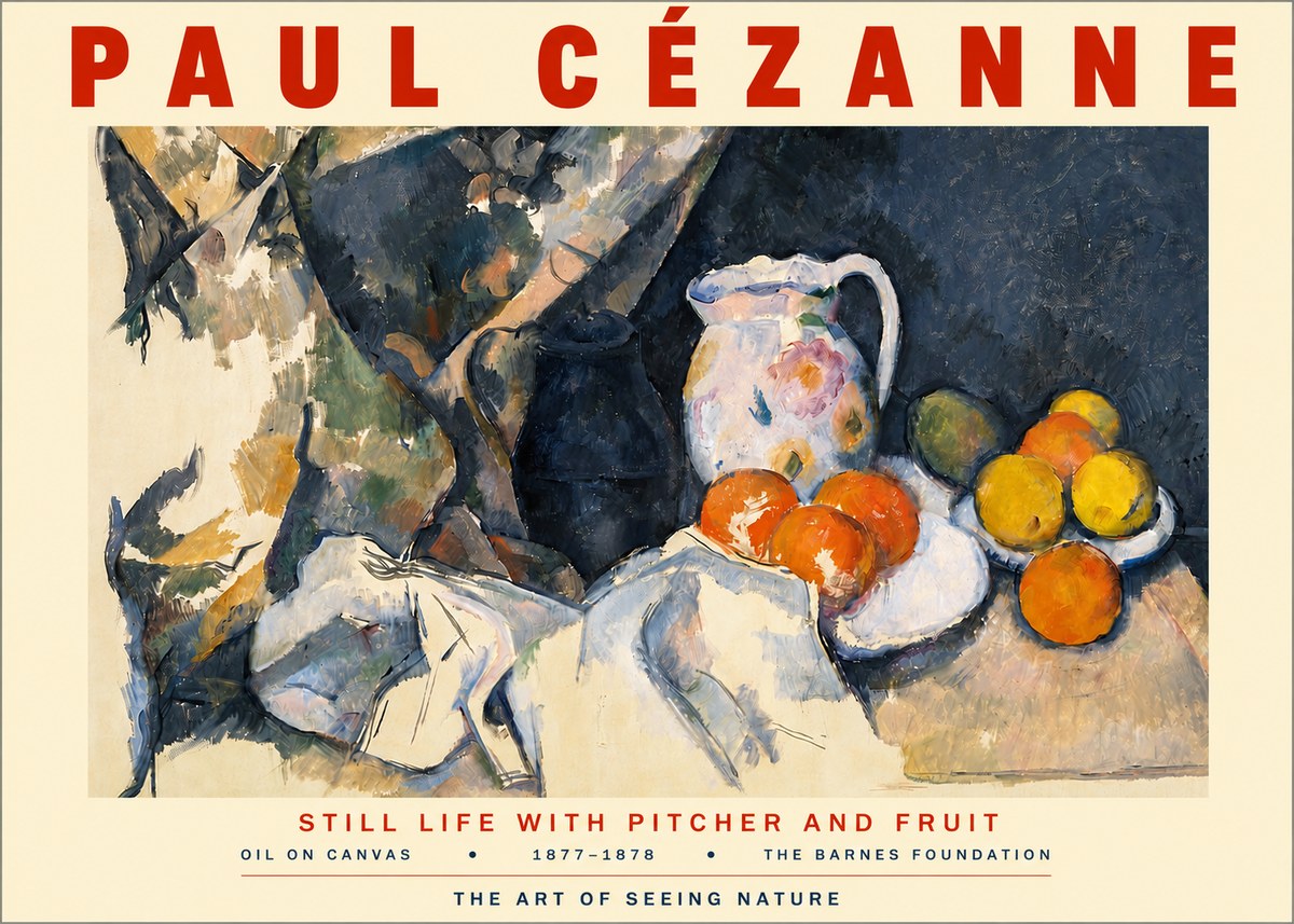 Paul Cézanne Still Life with Pitcher and Fruit No3 - Juliste