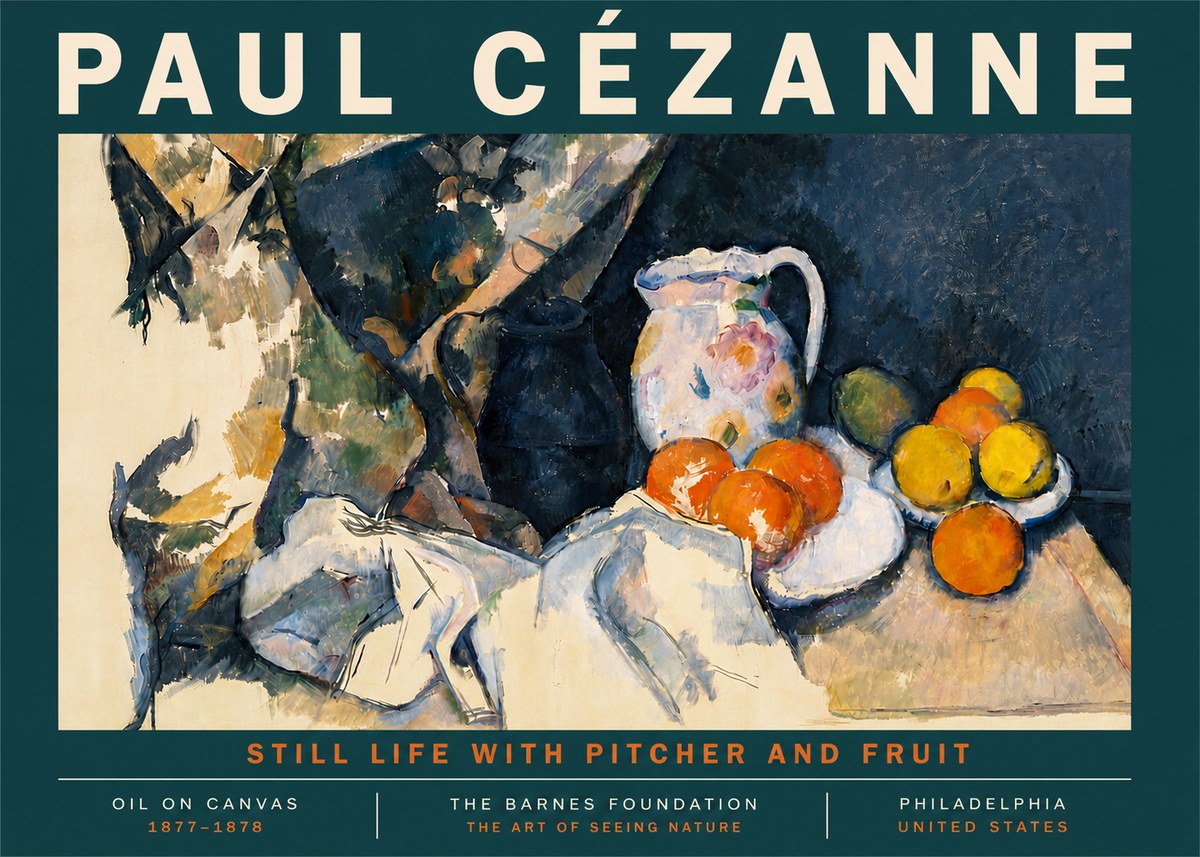 Paul Cézanne Still Life with Pitcher and Fruit No4 - Juliste