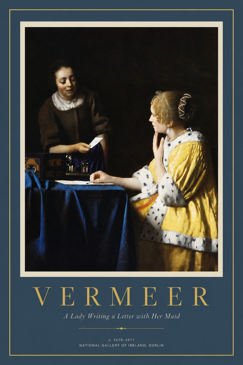 Vermeer A Lady Writing a Letter with Her Maid II No2 - Juliste