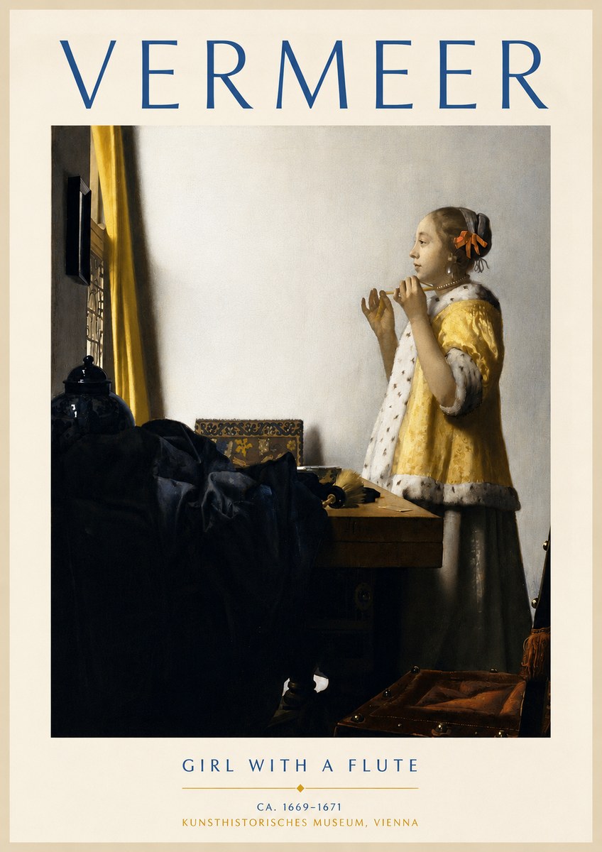 Vermeer Girl with a Flute No4 - Juliste