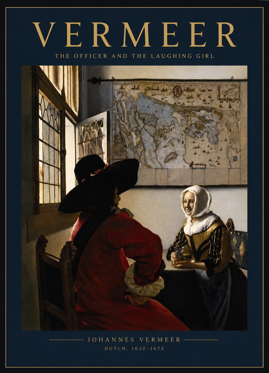 Vermeer The Officer and the Laughing Girl No3 - Juliste