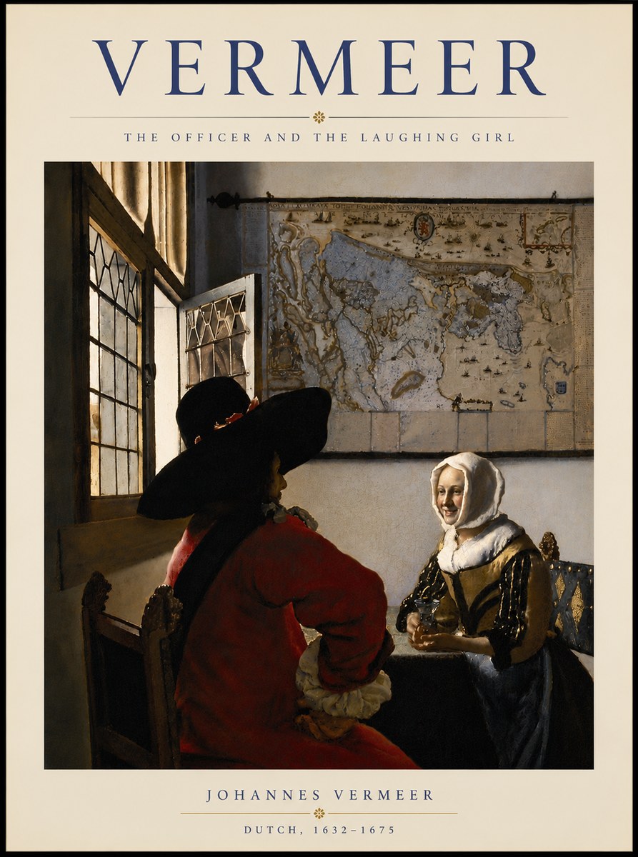 Vermeer The Officer and the Laughing Girl No5 - Juliste
