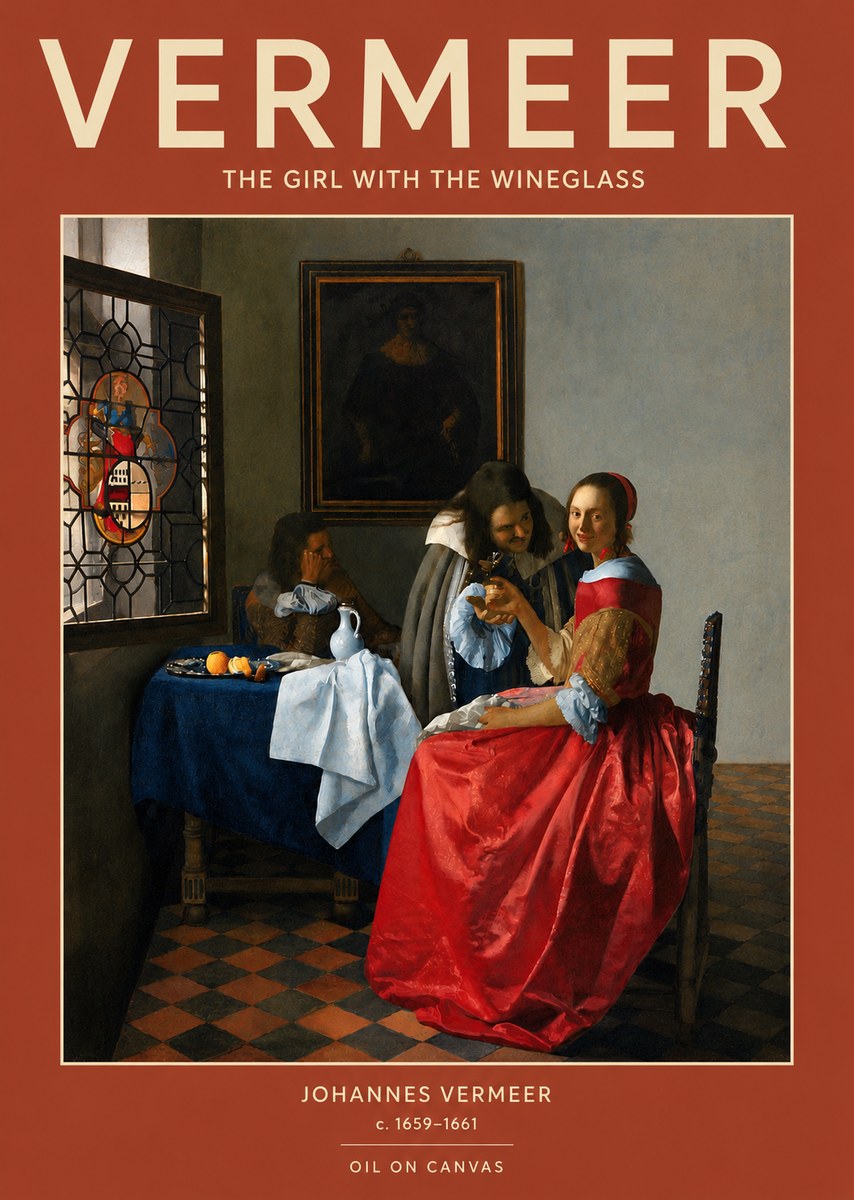 Vermeer The Girl with the Wineglass No3 - Juliste