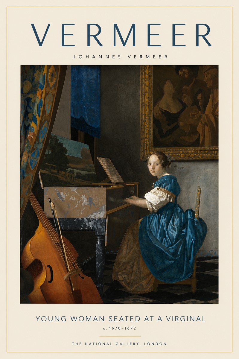 Vermeer Young Woman Seated at a Virginal No4 - Juliste