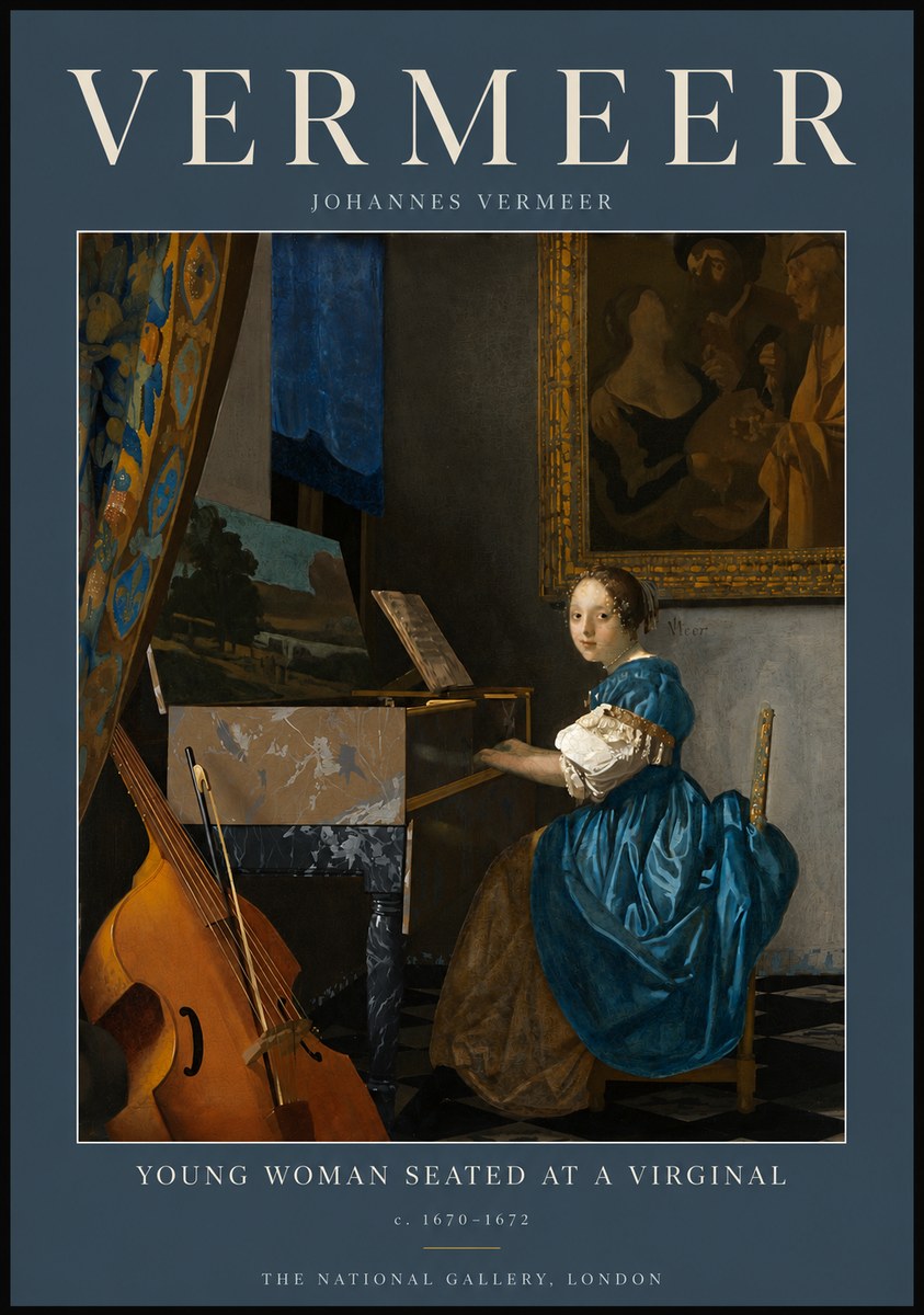Vermeer Young Woman Seated at a Virginal No5 - Juliste