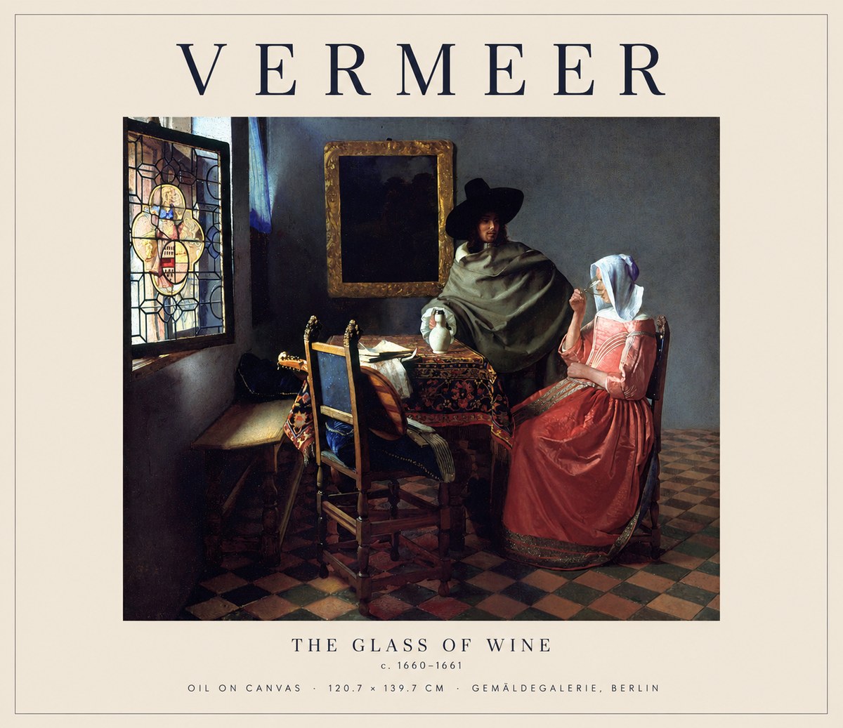 Vermeer The Glass of Wine No1 - Juliste