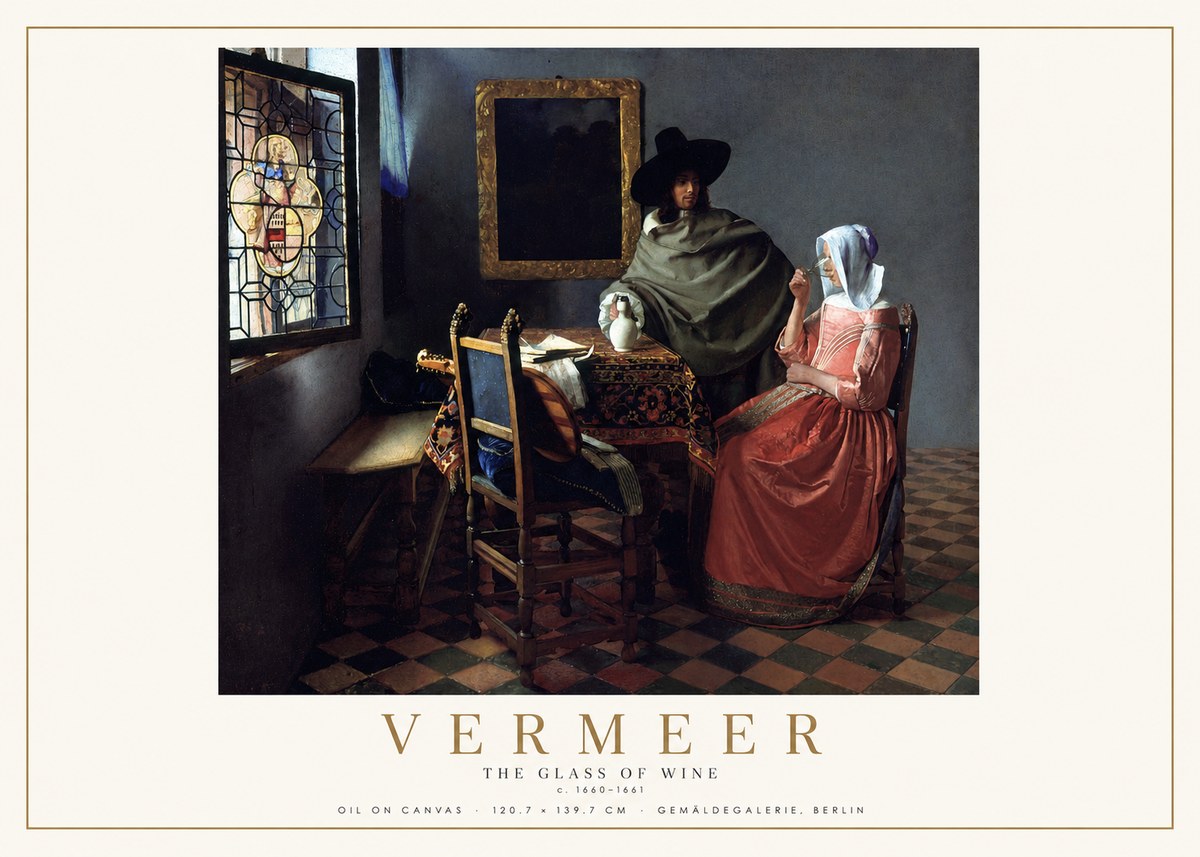 Vermeer The Glass of Wine No2 - Juliste