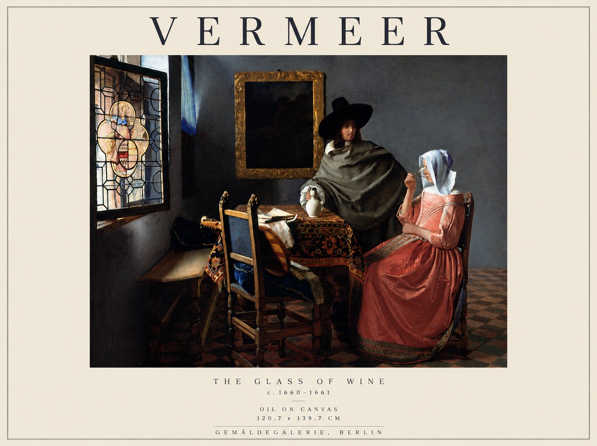 Vermeer The Glass of Wine No5 - Juliste