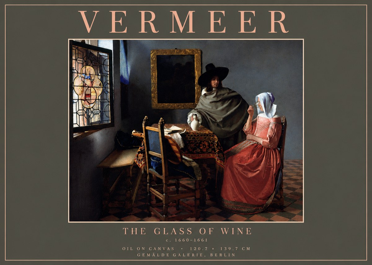Vermeer The Glass of Wine No6 - Juliste
