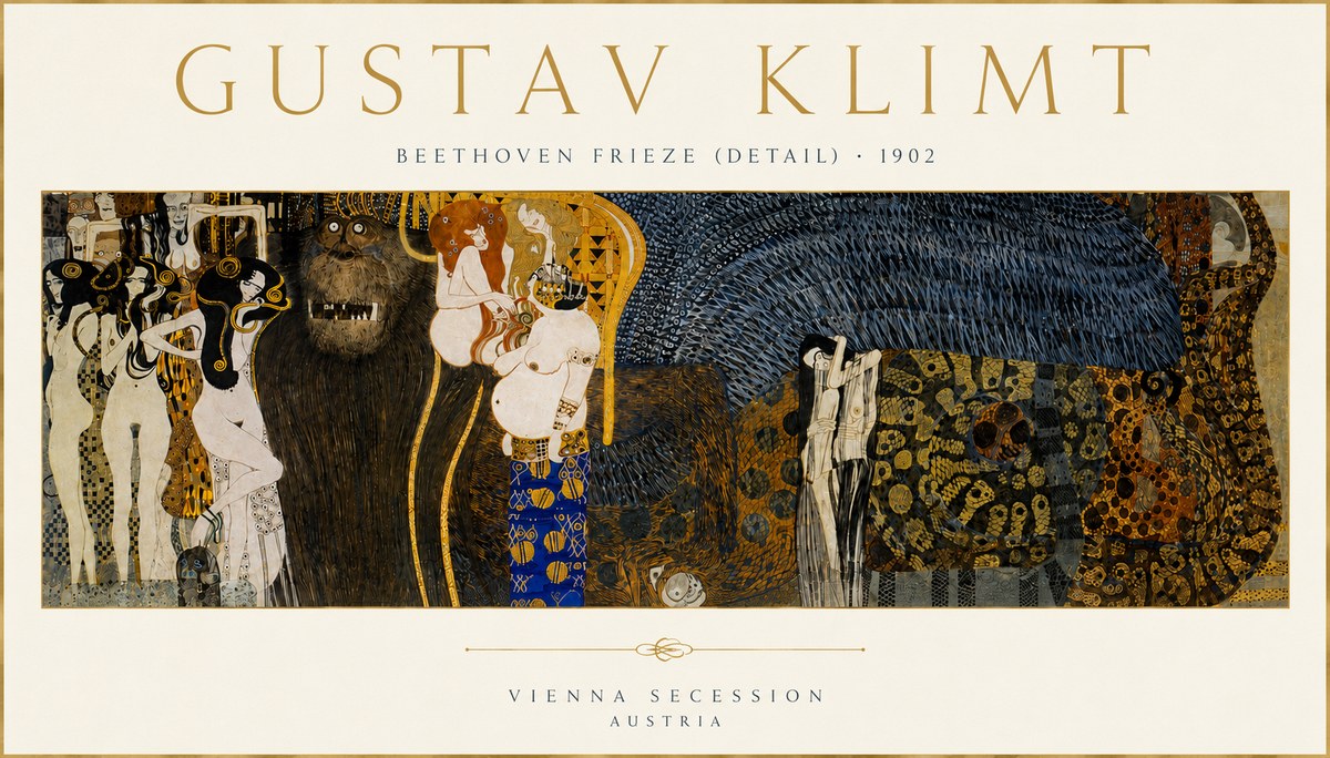 Klimt Beethoven Frieze (Detail) No4 - Juliste