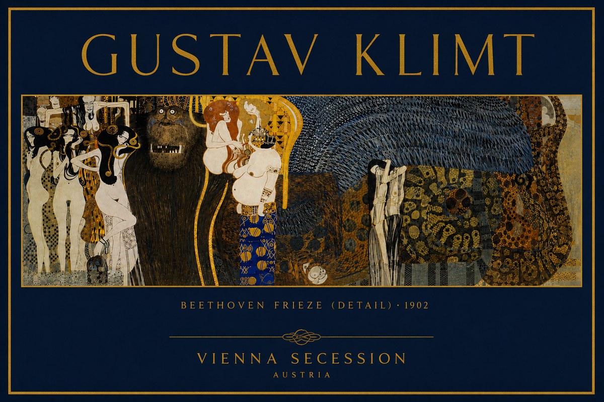 Klimt Beethoven Frieze (Detail) No6 - Juliste