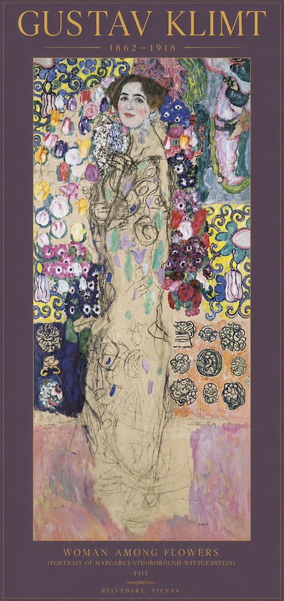 Klimt Woman Among Flowers No2 - Juliste