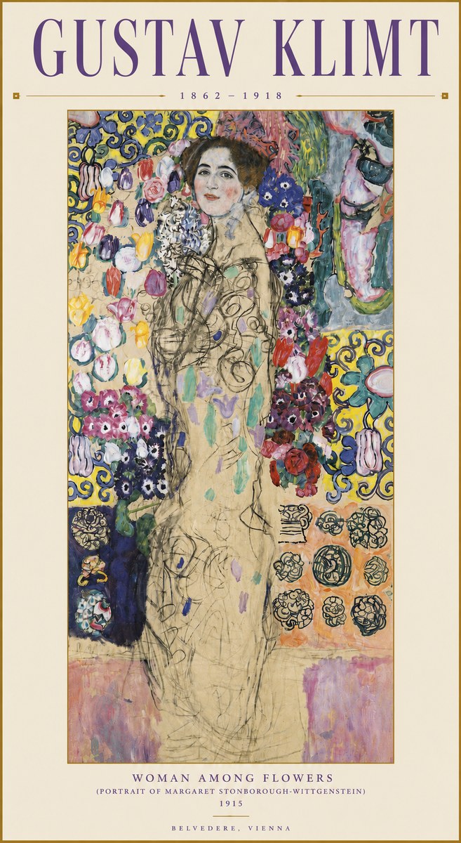 Klimt Woman Among Flowers No3 - Juliste