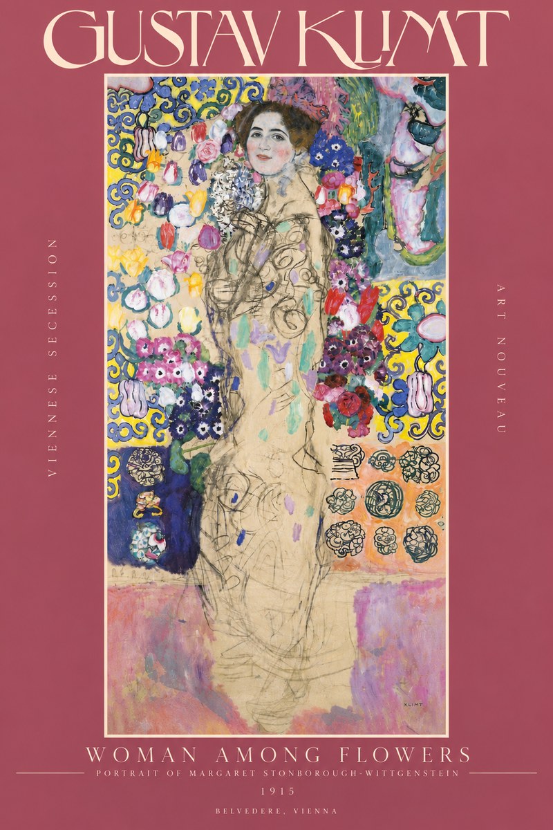 Klimt Woman Among Flowers No4 - Juliste