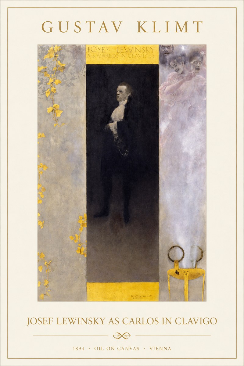 Klimt Josef Lewinsky as Carlos in Clavigo No1 - Juliste
