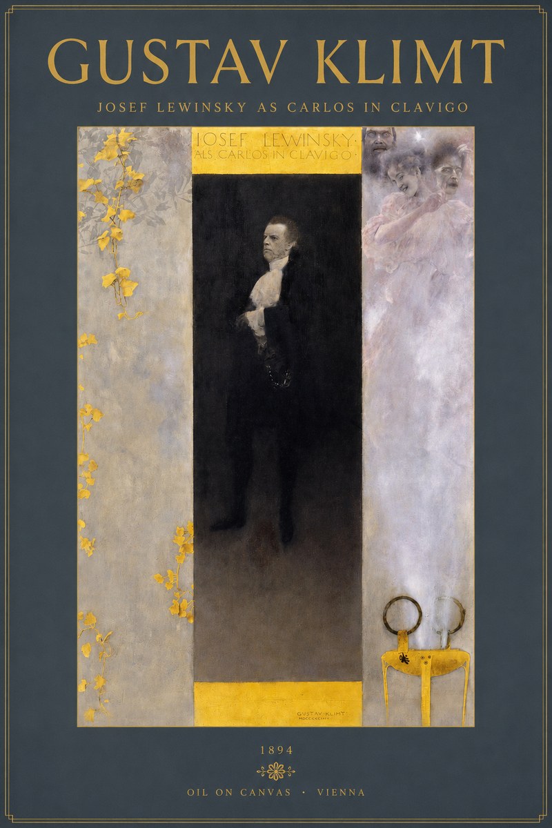 Klimt Josef Lewinsky as Carlos in Clavigo No2 - Juliste