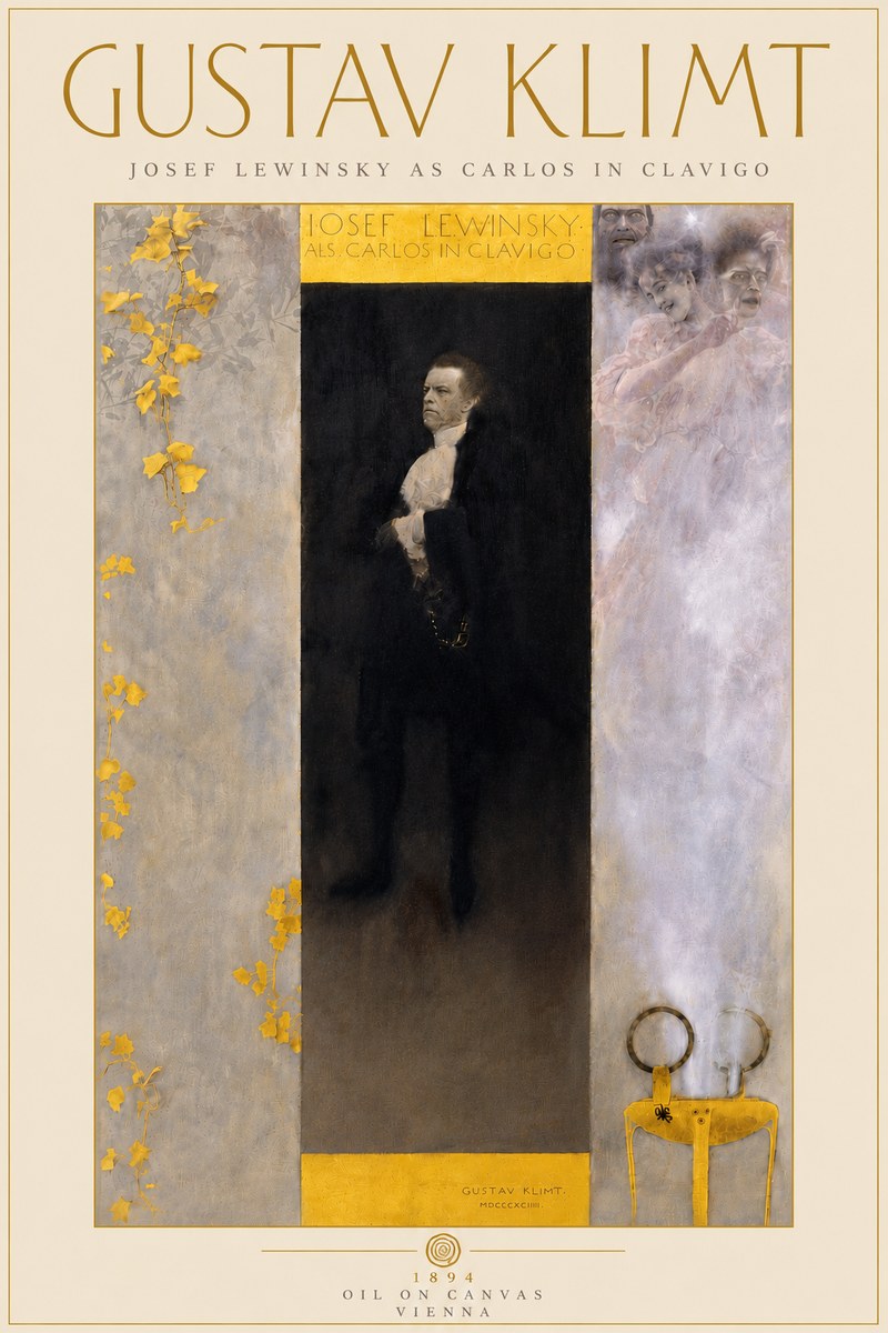 Klimt Josef Lewinsky as Carlos in Clavigo No6 - Juliste