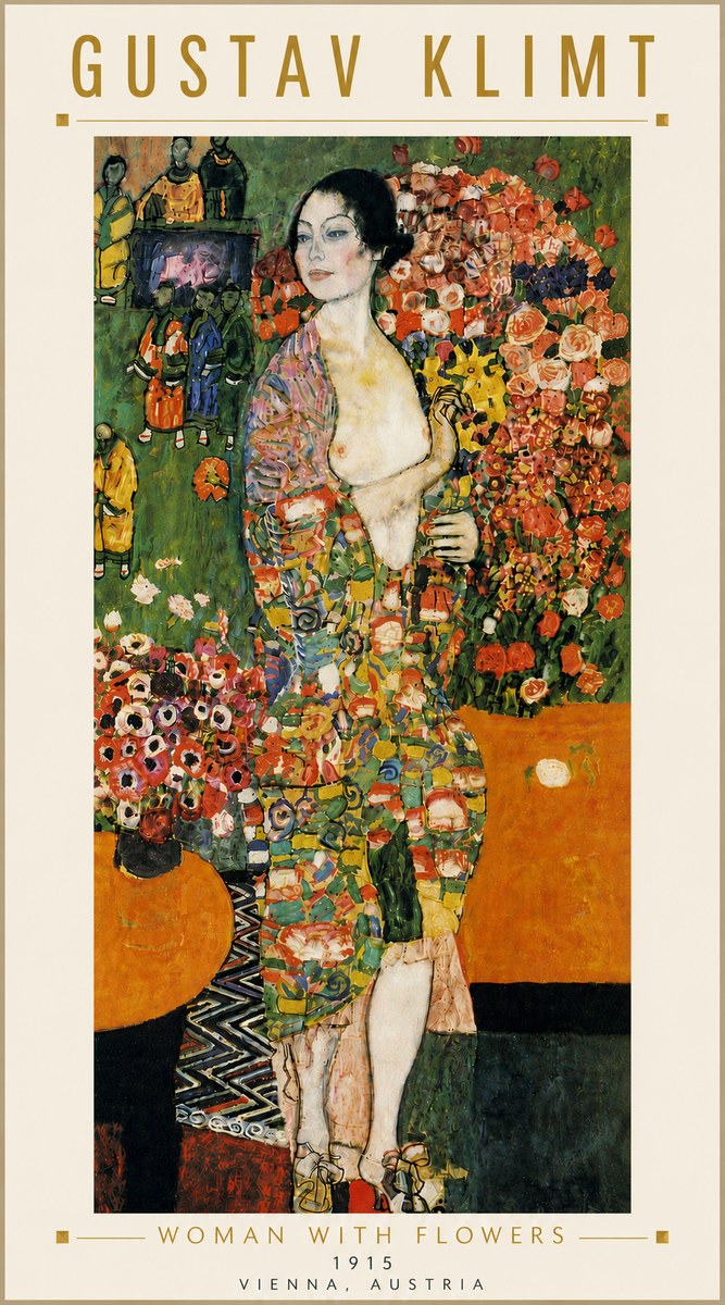 Klimt Woman with Flowers No6 - Juliste