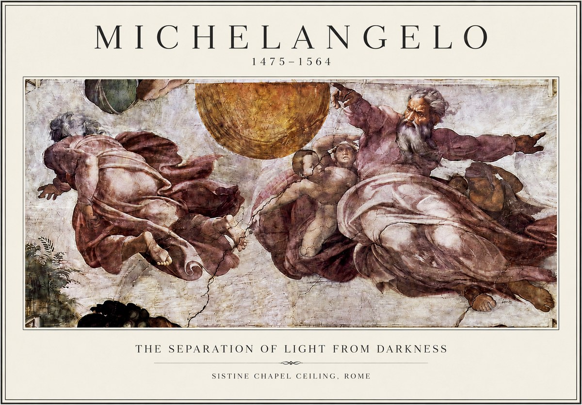 Michelangelo The Separation of Light from Darkness No3 - Juliste