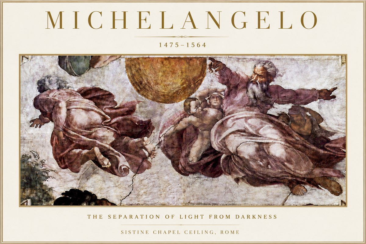 Michelangelo The Separation of Light from Darkness No4 - Juliste