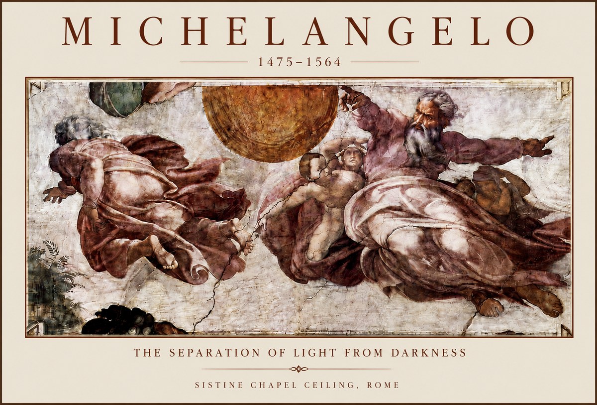 Michelangelo The Separation of Light from Darkness No5 - Juliste
