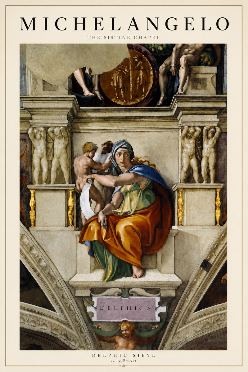 Michelangelo Delphic Sibyl No5 - Juliste