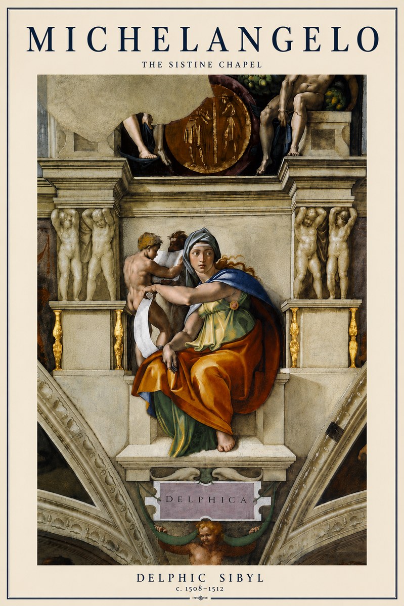 Michelangelo Delphic Sibyl No6 - Juliste