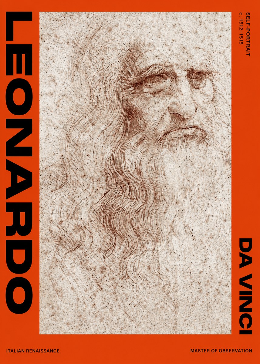 Leonardo da Vinci Self-portrait I No2 - Juliste