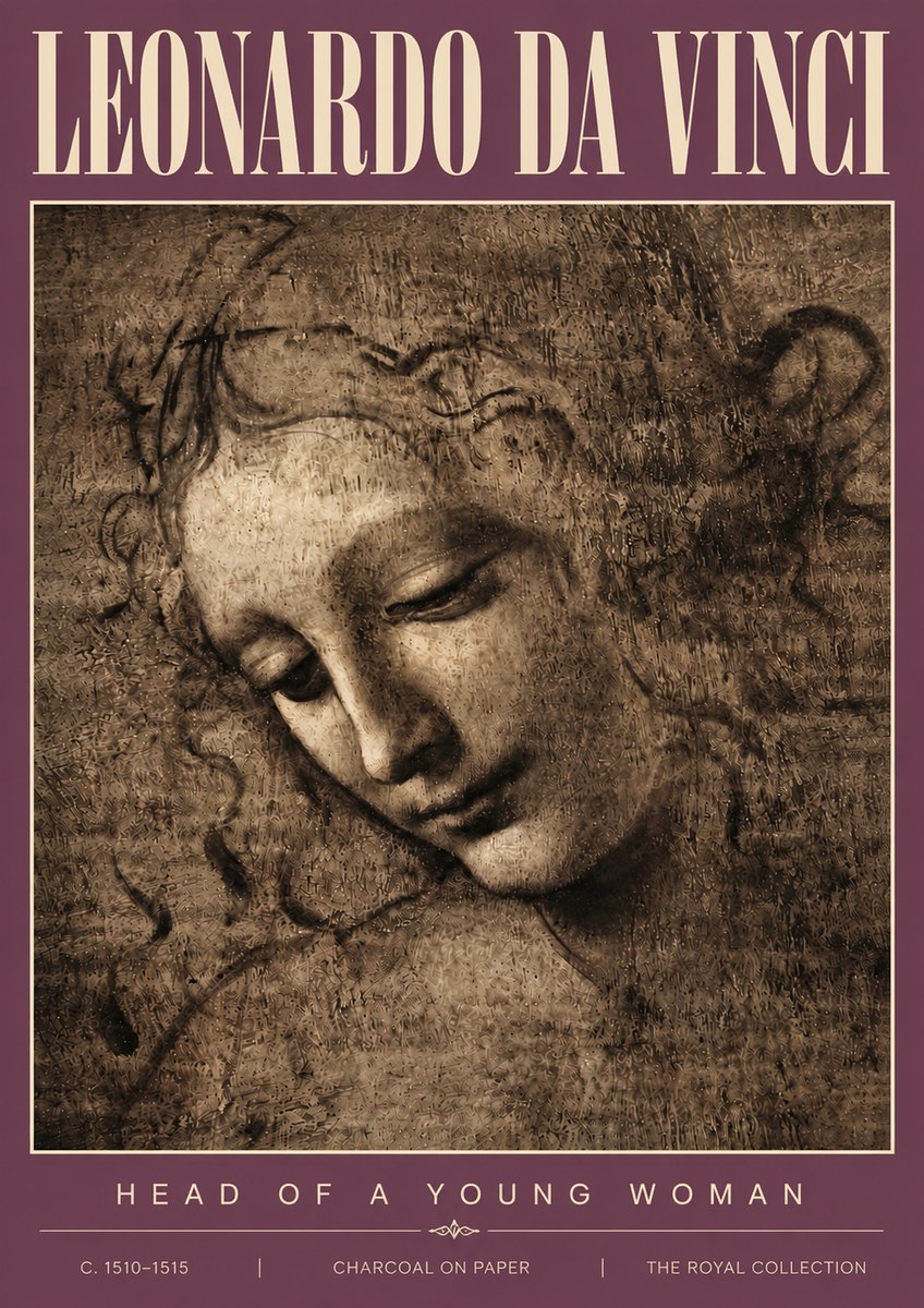 Leonardo da Vinci Head of a Young Woman II No4 - Juliste