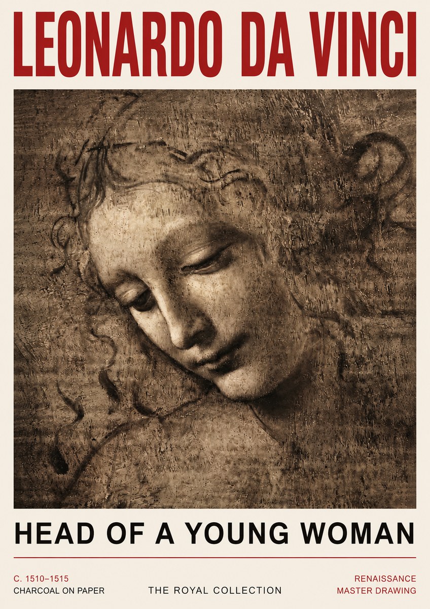 Leonardo da Vinci Head of a Young Woman II No5 - Juliste