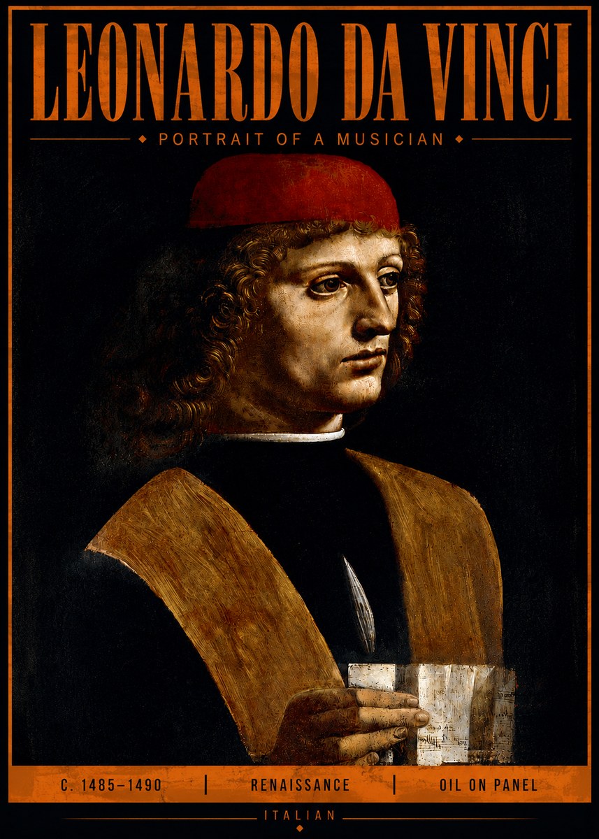 Leonardo da Vinci Portrait of a Musician No4 - Juliste