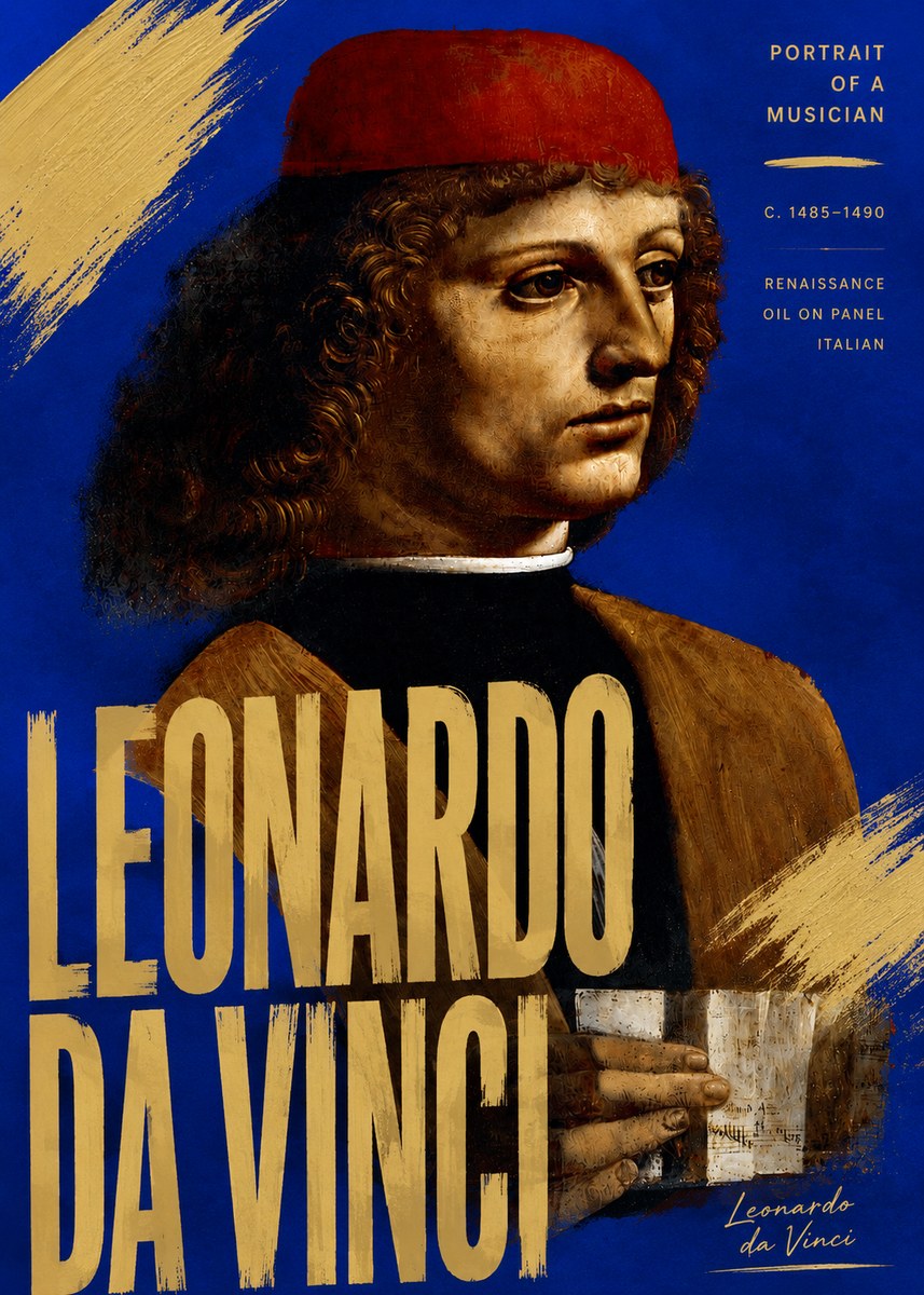 Leonardo da Vinci Portrait of a Musician No5 - Juliste
